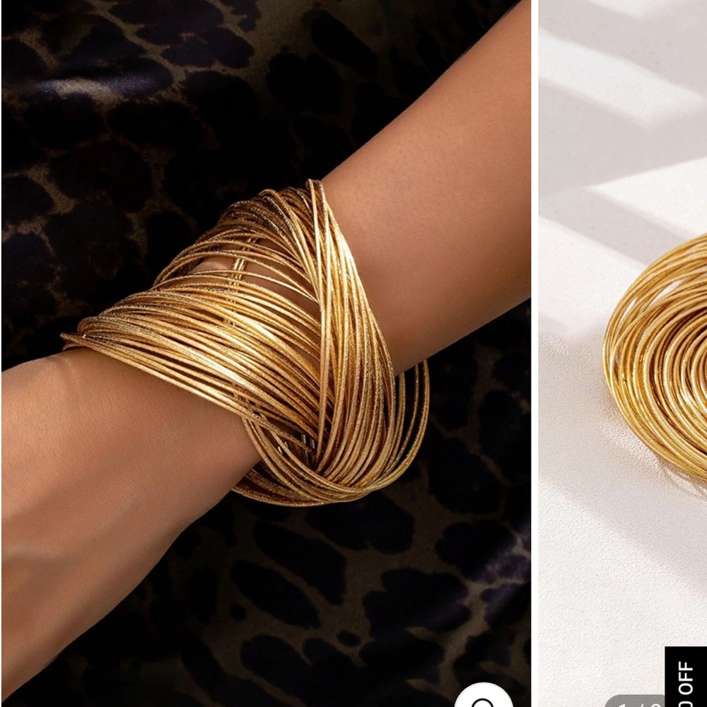 Two Gold Micas Infinity Bangle Bracelets - image 1